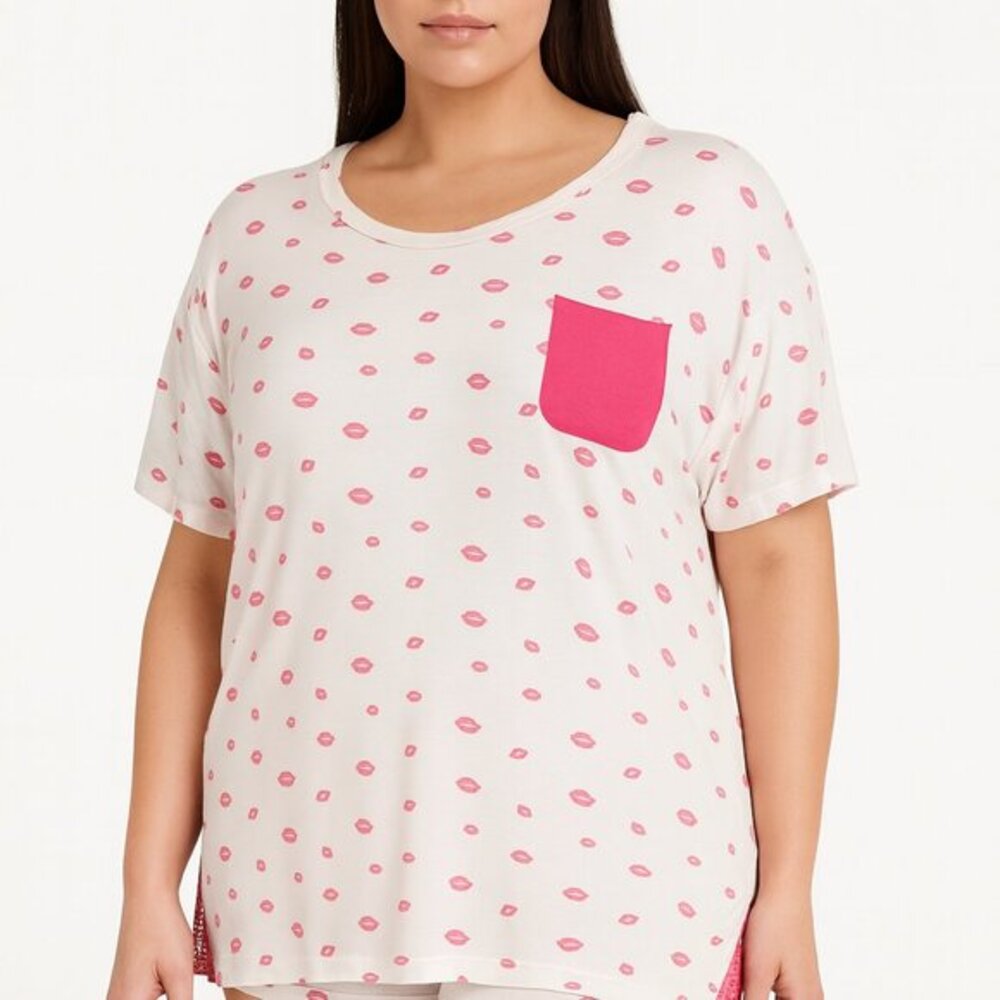 Honeydew Intimates Something Sweet Lips‎ Pajama Top Size M NWT